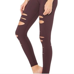ALO Ripped Warrior Leggings in Eggplant high waist
